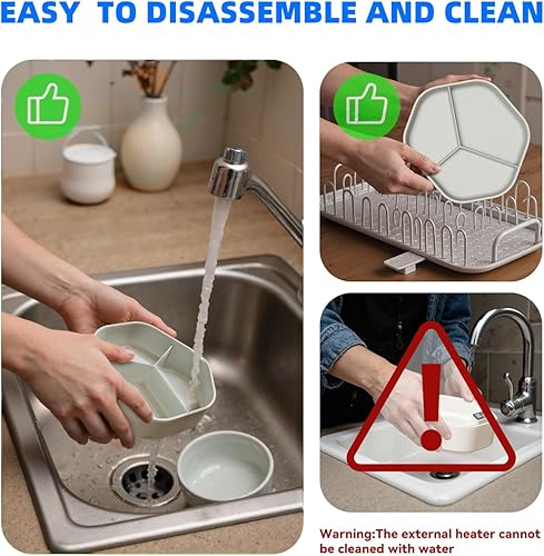 Miniatura 7 de Lonchera eléctrica inalámbrica, lonchera calentada a batería, calentador de alimentos autocalentable recargable de 16000 mAh con función de