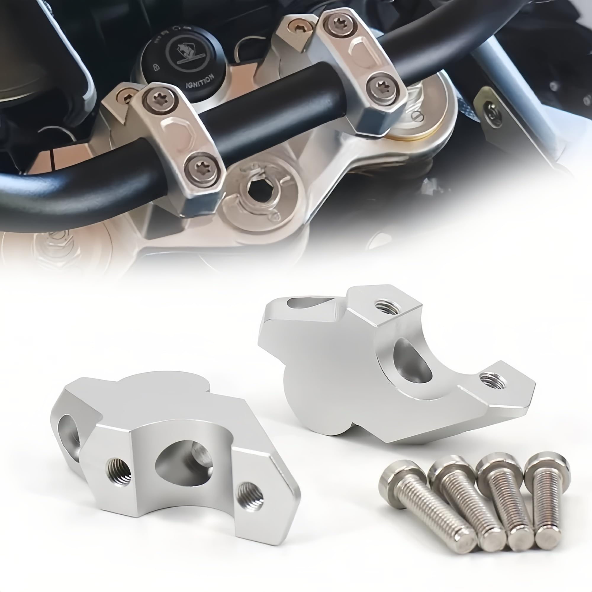 Para Voge 900 DSX Montaje de Barra de Manillar Elevad Bar Abrazadera Plateada Accesorios para Moto