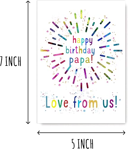 Miniatura 2 de EruditeGifts Tarjeta de cumpleaños para papá con texto en inglés «Happy Birthday», «Papa Love From Us», tarjeta de cumpleaños para papá, regalo de