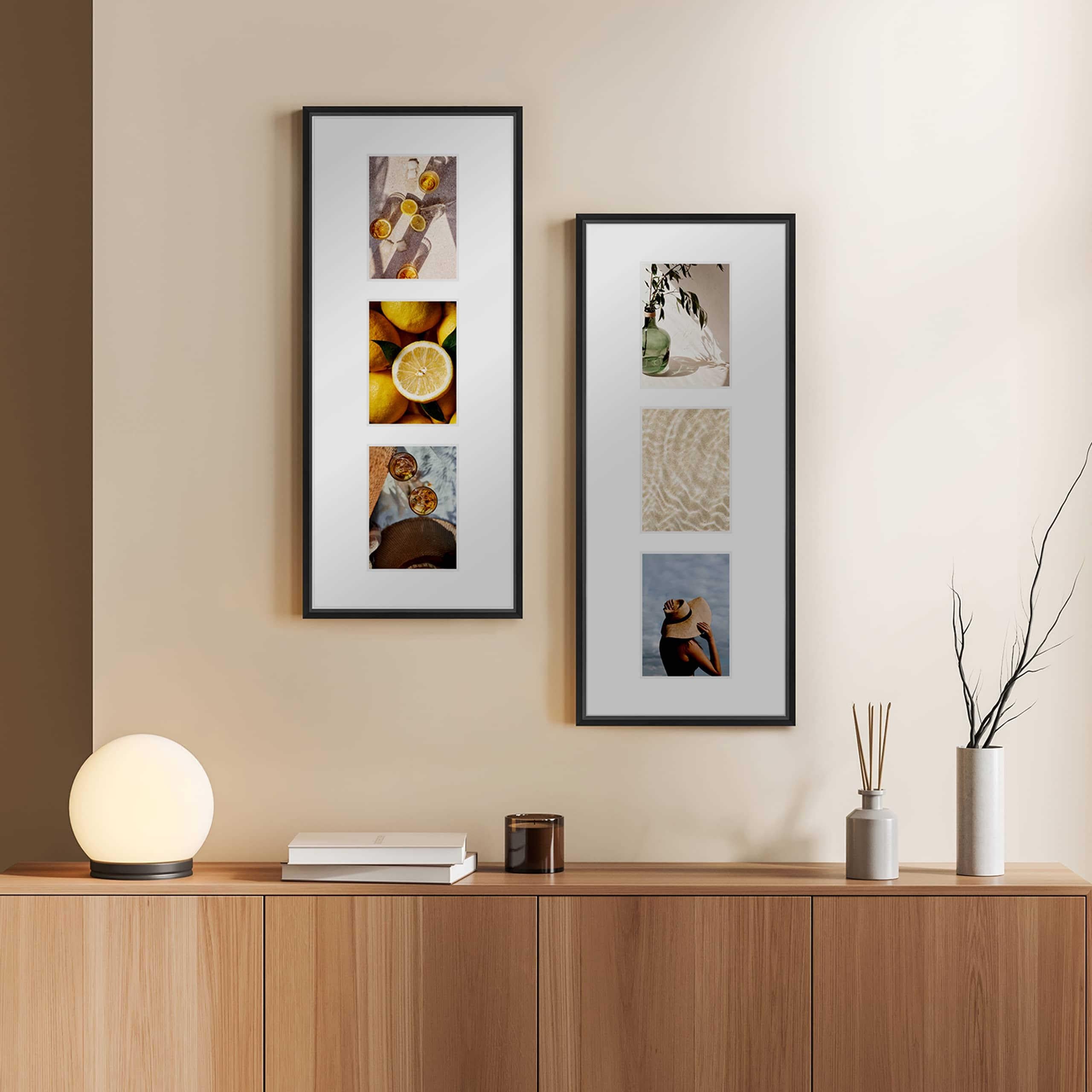 nielsen Collagerahmen mit Passepartout, 30x74 cm - 4x 13x18 cm, Aluminium, Schwarz matt, Collage mit 4 Bildern zum Aufhängen im Hoch- & Querformat, Echtglas, Gallery Junior