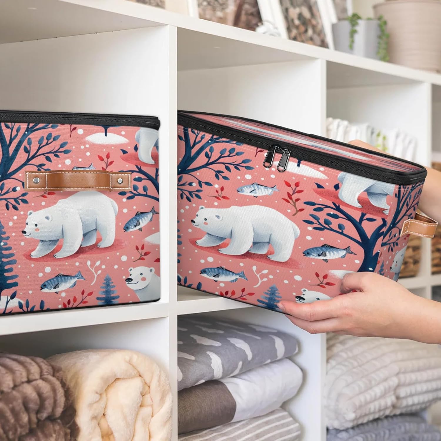 2-Pack Storage bins with lids - 26 quart organizer bins - Collapsible fabric storage bins with sturdy handles and double zipper tops - Versatile for home, toys, dorm rooms