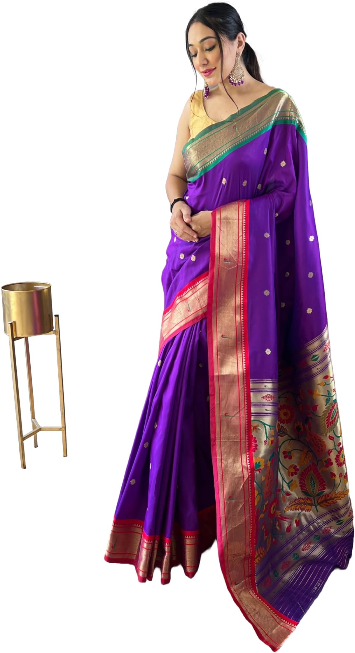 Paithani Woven silk Saree with Unstitched Blouse