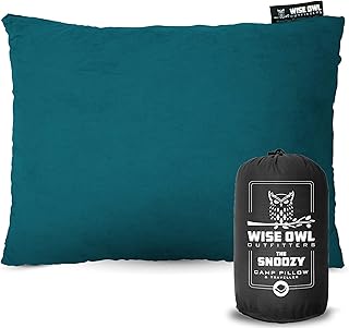 Wise Owl Outfitters Reisekissen (36x46cm) - Outdoor Kopfkissen aus Memory Foam - Camping Kissen - Nackenkissen für Flugzeug, Auto, Zug - Kompaktes Reisekopfkissen - Camping Zubehör (Grün)