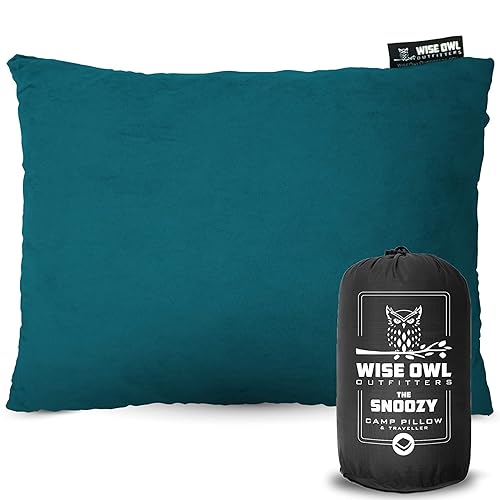 Wise Owl Outfitters Camping Pillow – Memory Foam Travel Pillow for Airplane Sleeping, Hiking, Backpacking & Outdoor Use - Small & Portable for Adults, Car, Camp & Tent - Medium (14"x18") - Green