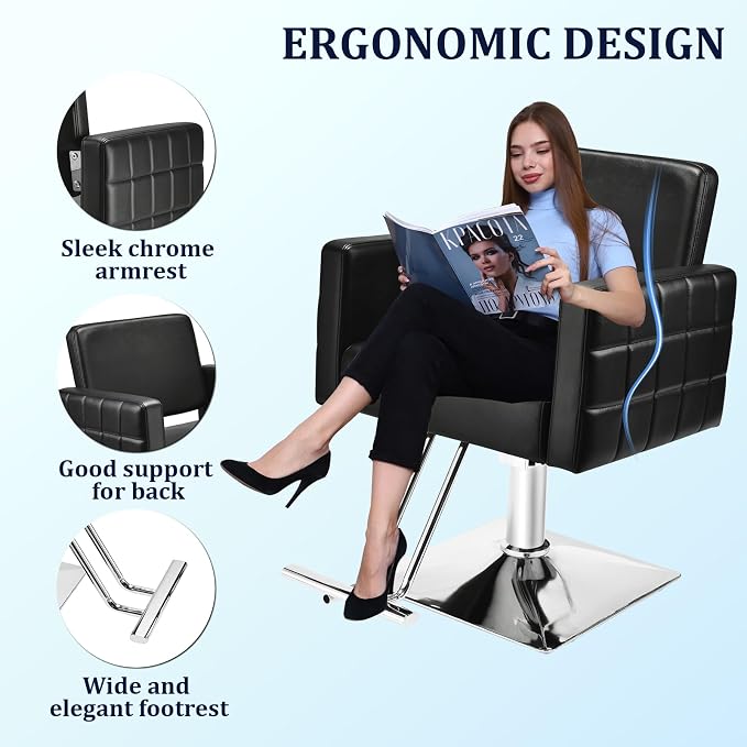 Silla de peluquería con bomba hidráulica ajustable y reposapiés miniatura 7