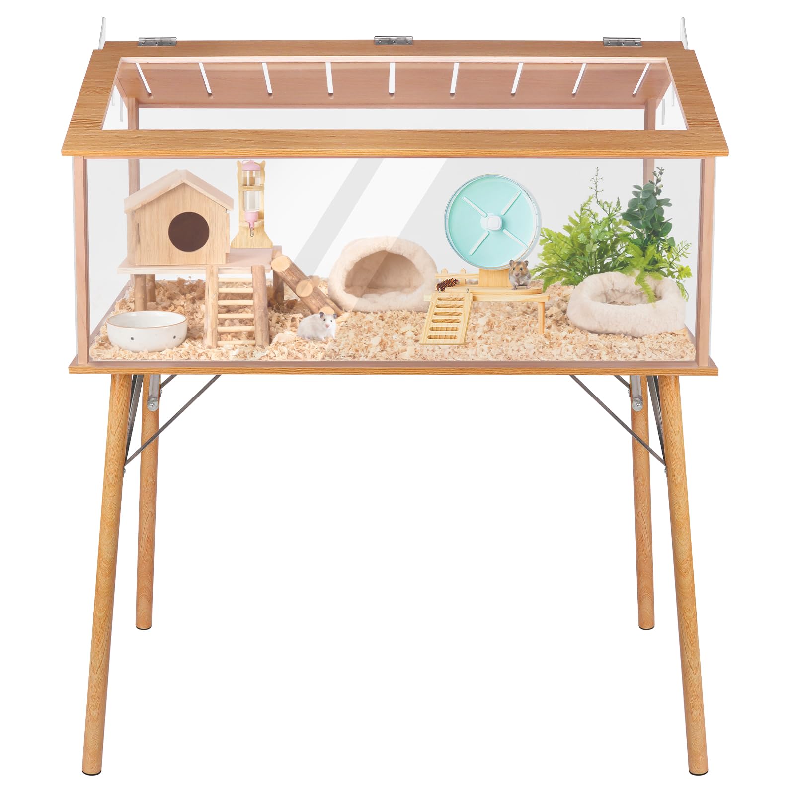 Kalolary Large Hamster Cage, 40"L x 48"H Hamster House and Habitats Chewproof Small Animal Cages Openable Top with Transparent Viewing Enclosure for Dwarf Chinchilla Gerbils