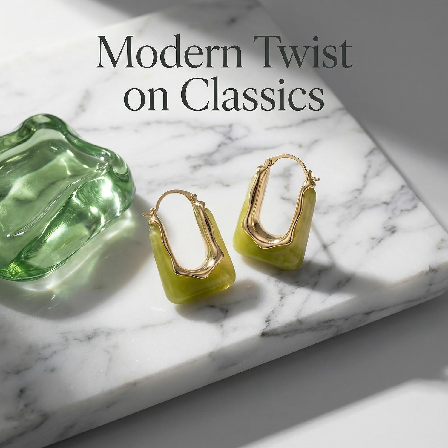 Lightweight Chunky Resin Hoop Earrings, Vintage Geometric Jewelry image 2