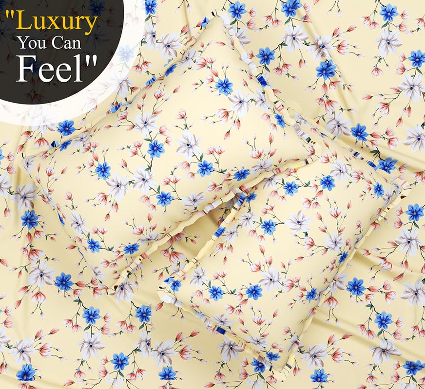 BSB HOME 200 TC 100% Cotton Feel Bedsheet for Double Bed with Two King Size Pillow Covers Soft/Breathable Wrinkel Free - 90x100 Inches - (Pista and Blue) 3 71bl8J9DWrL