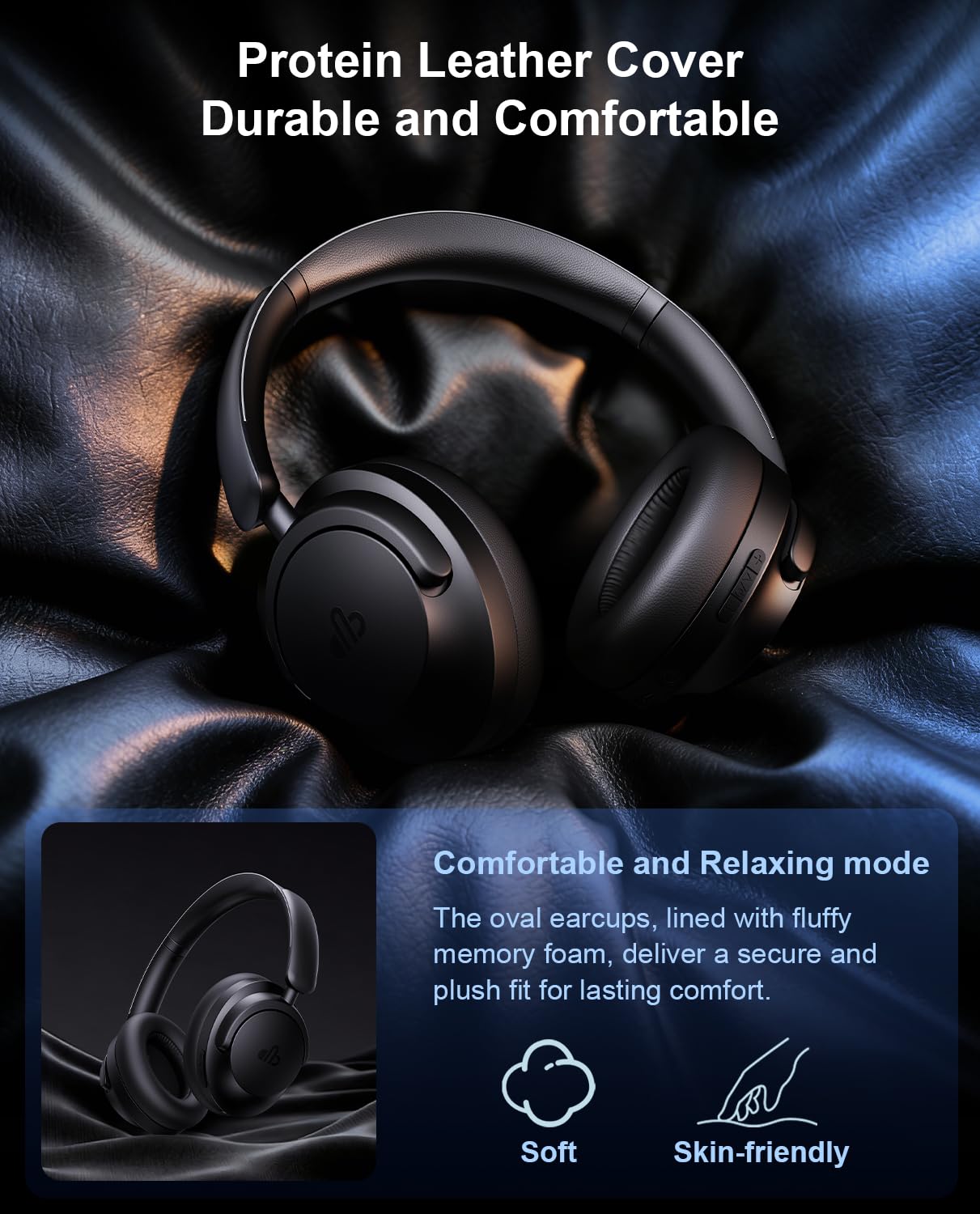 Hybrid Active Noise Cancelling Kopfhörer, Over-Ear Bluetooth Kopfhörer mit Hi-Res Audio, 90H Spielzeit, Deep Bass, Transparenzmodus, Faltbare Komfortbecher, Abschlussgeschenke für Reisen Büro