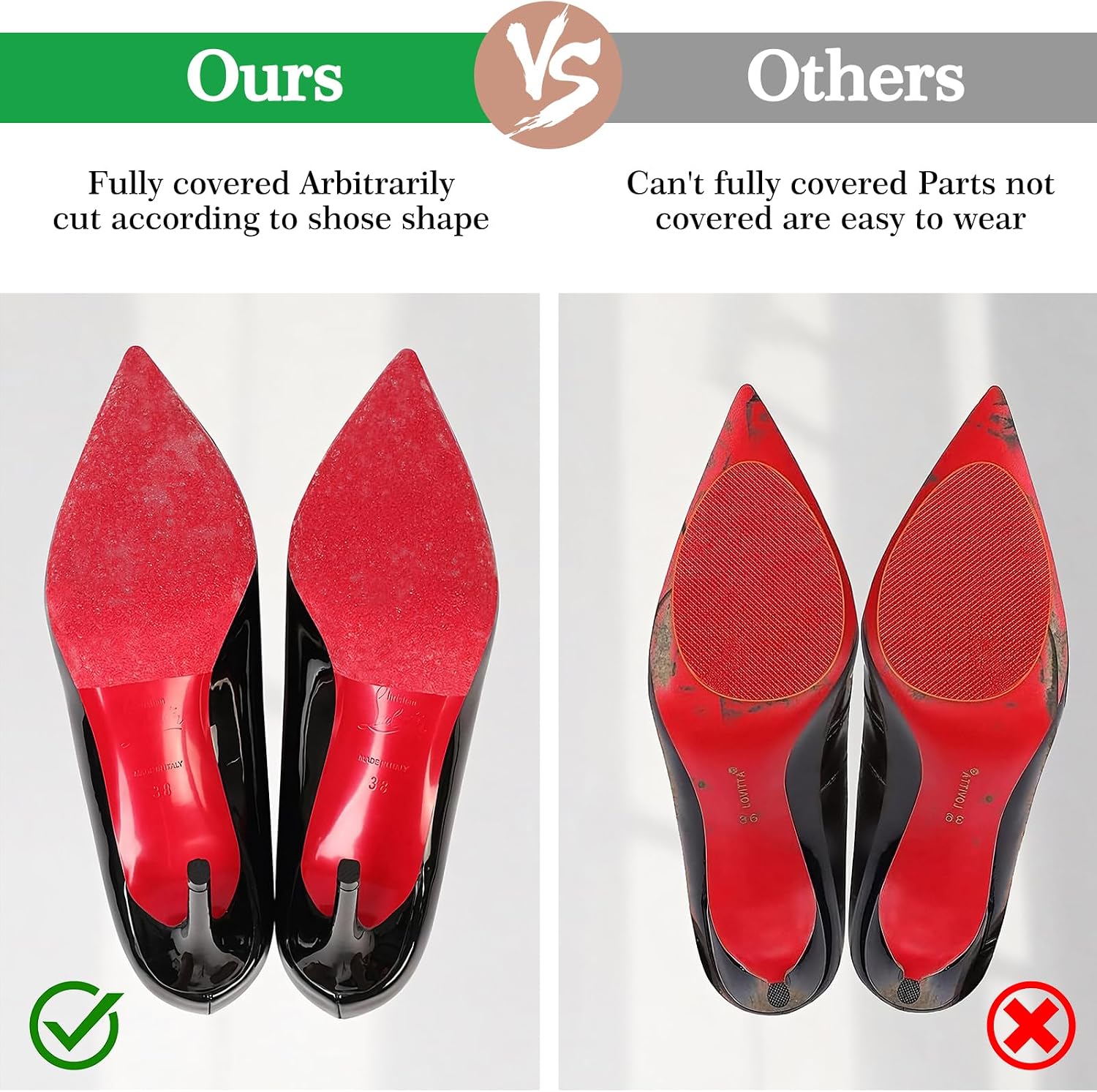 Nogeqi Shoe Sole Protector, Transparent Shoe Grips on Bottom of Shoes, Anti-Slip Sole Protector for Red Bottom Heels & Sneakers Guard Stickers (1m)