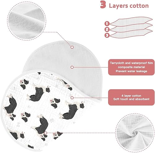 Miniatura 3 de vvfelixl Paños de muselina para eructos Border Collie, paños negros para bebés, niñas y niños, paquete de 2