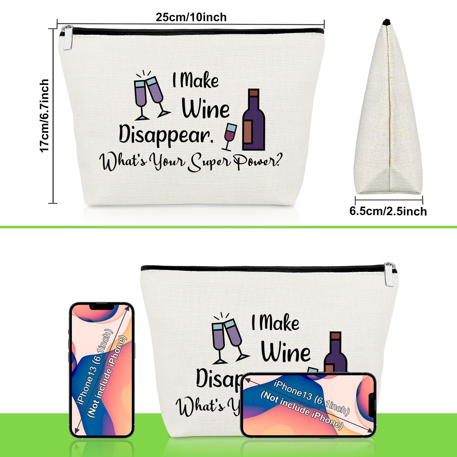 Regalos para amantes del vino, regalos para bebedores de vino, bolsa de maquillaje, regalo para amantes de la bebida, regalo para mujeres, camarero, mamá, esposa, hermana, mejores amigos 4