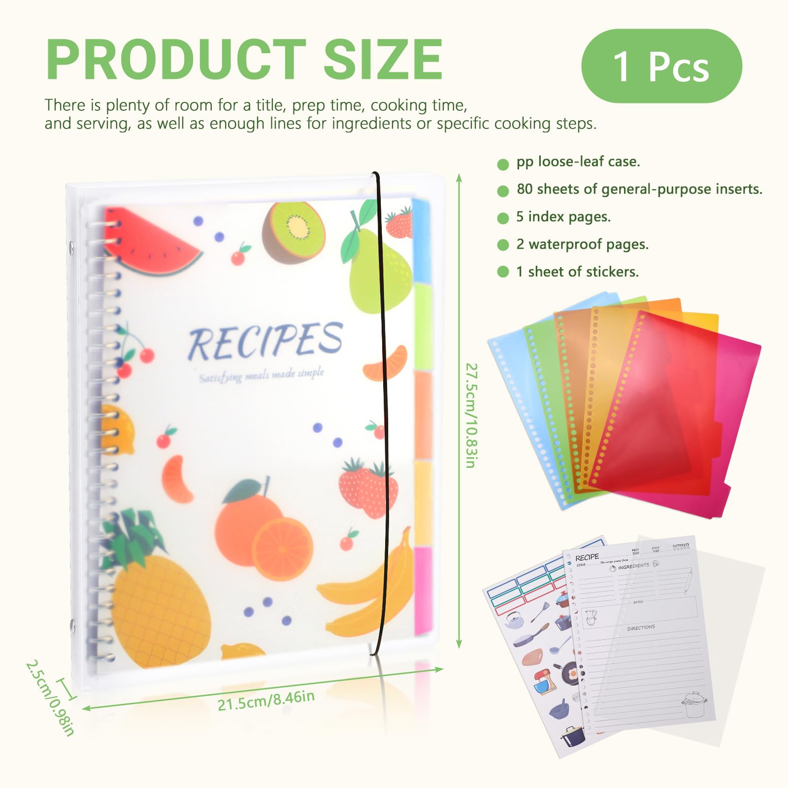 Huakaile Blank Recipe Book to Write in Your Own Recipes, 8.4" x 10.8" Removable Recipe Binder with Waterproof Cover - Image 2