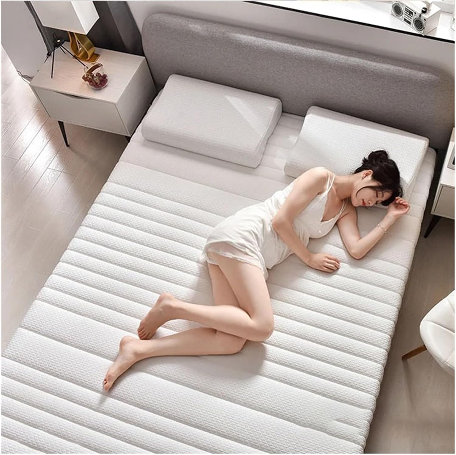 Full Size Mattress, Latex Mattress, Foldable Double Bed Sponge Cushion, Home Sleeping Mat, Student Single Dormitory Mattress (Color : White, Size : 35.4 * 78.7in*2.36in)