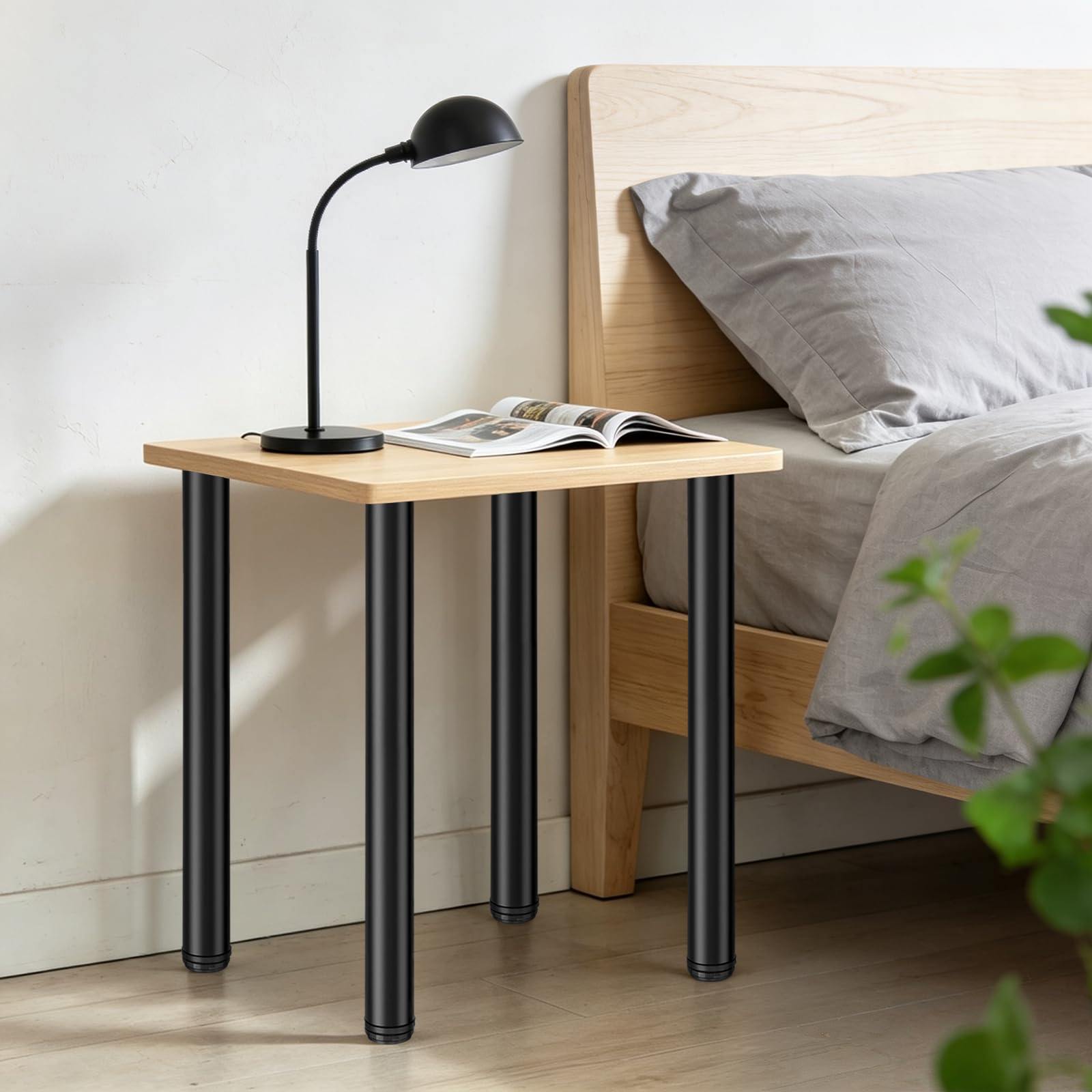 QLLY - Patas metálicas altas ajustables de 22 pulgadas para escritorio, juego de patas para muebles de mesa de oficina, juego de 4 (55,8 cm, negro)