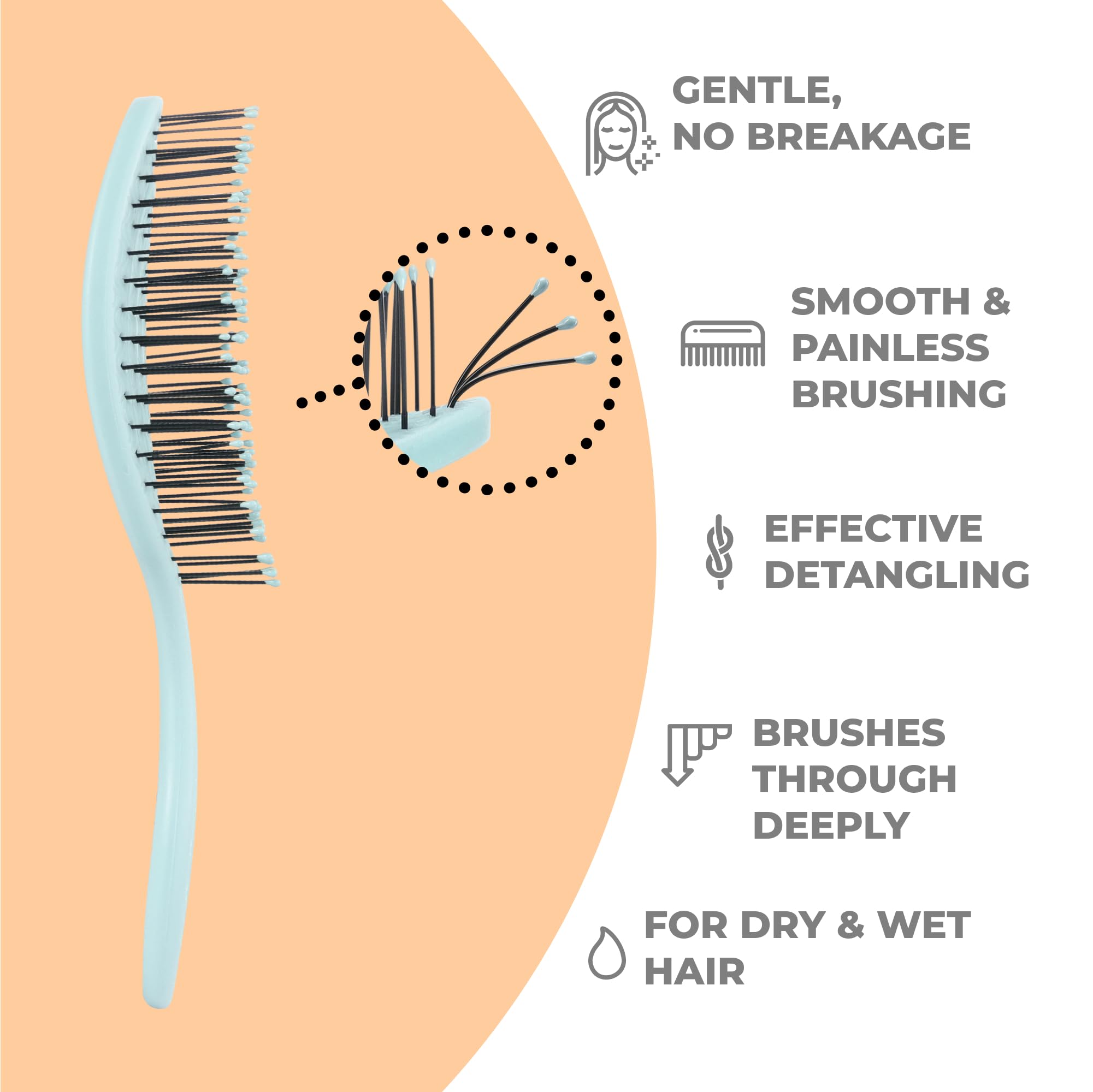 Ninabella Mini Detangling Hair Brush for Women & Men, Does not Pull, Removes Tangles, Brushes for Straight Curly & Wet Hair - Image 2