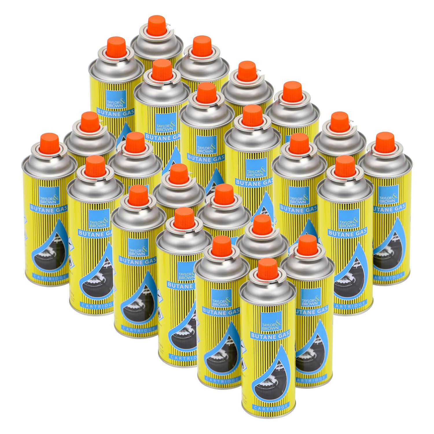 Taylor & Brown 28 Pack Butane Gas Bottles Canister Cartridge Canisters Cylinder | for Camping Stove Cooker, Heater, Barbecue or BBQ, Weed Burner, Kitchen Blow Torch