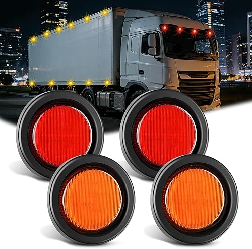 Miniatura 11 de Nilight Luz Marcadora Redonda de 2.5 Pulgadas 4PCS Roja 13LED Luces de Gálibo Montaje al Ras con Enchufe Ojal Coleta Cableado Directo Cumple DOT