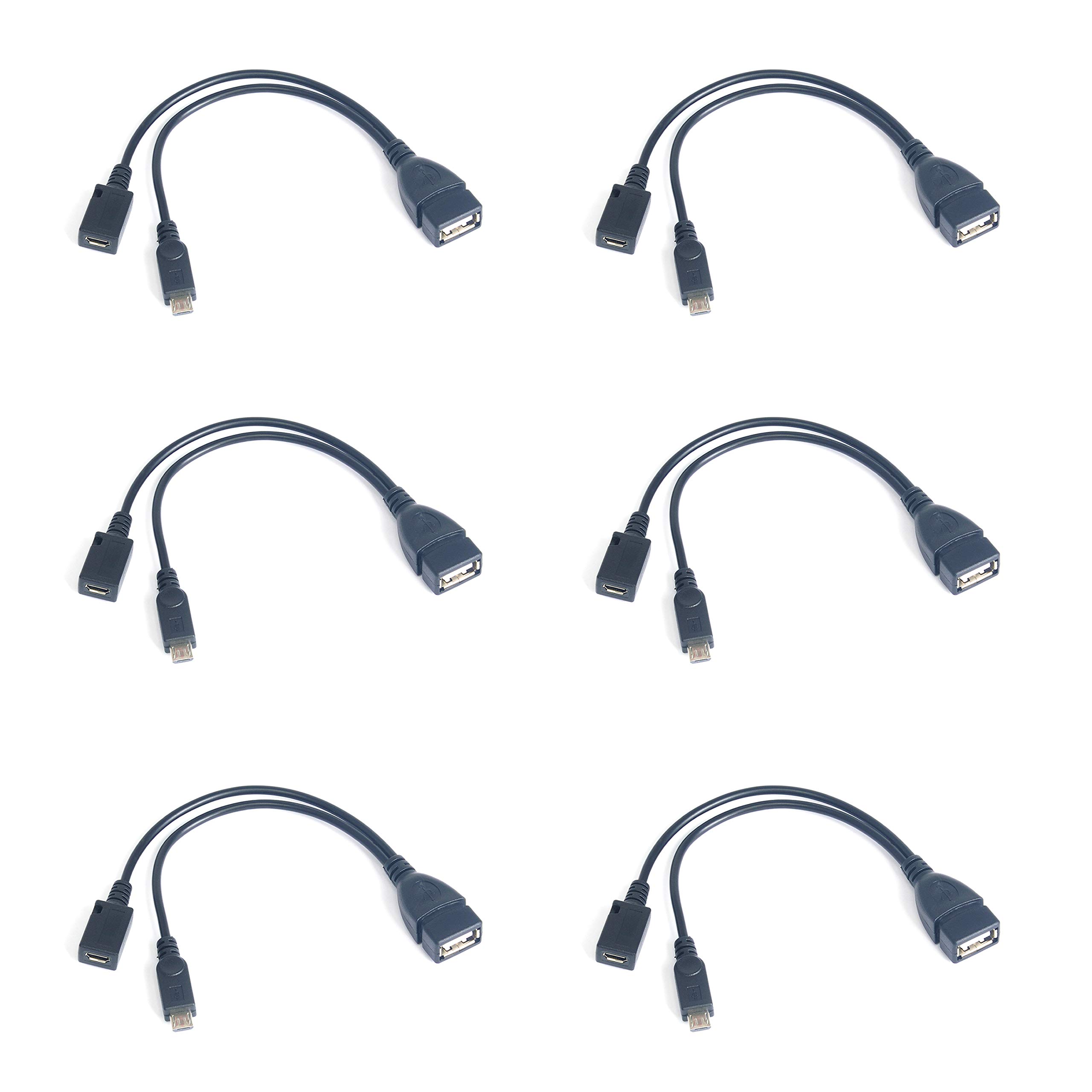 USB OTG Cable for Media rods and Packaging Boxes. 2 in 1 USB Port Adapter, Micro OTG Cable and Power Supply for Media Stickers, Streaming Media Devices, Phones, Game Consoles (6 Pack)