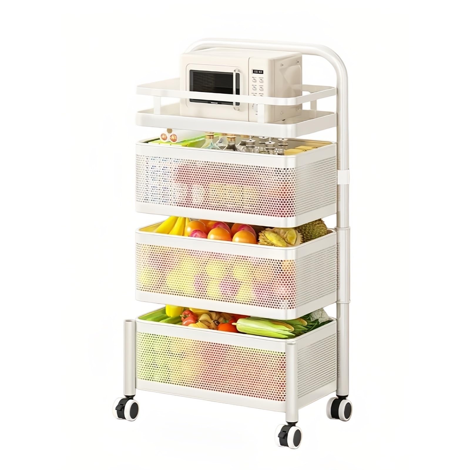 Carro rodante utilitario Carro de Cocina Giratorio con Ruedas, Estante Almacenamiento Espacio Delgado cestas Productos