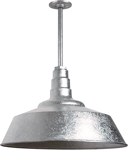 Steel Lighting Co. Manhattan Warehouse Light | Colgante montado en el techo | Cúpula de 20 pulgadas | vástago de 12 pulgadas | Luz de granero de