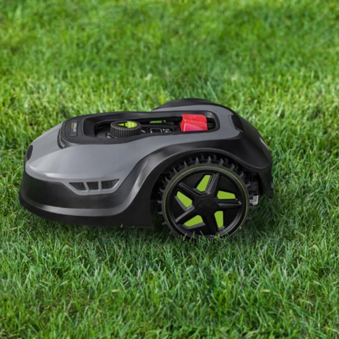 STALCO RMP1300US robot koszący do 1300 m² – cichy robot koszący z czujnikami ultradźwiękowymi, 9-stopniowa regulacja wysokości koszenia, WiFi i Bluetooth, sterowanie za pomocą aplikacji, IPX5