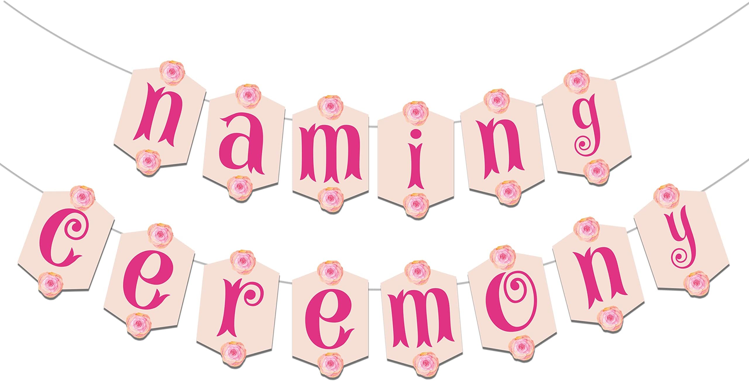 Festiko® Naming Cermony Pink Banner, Naming Ceremony Decorations, Naming Ceremony Party Favors, Party Decoration Supplies