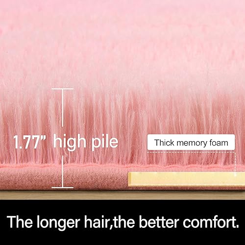 Miniatura 32 de LOCHAS Alfombra esponjosa para dormitorio, 2.6 x 5.3 pies, alfombra lanuda para dormitorio, mesita de noche, alfombra ovalada suave para sala