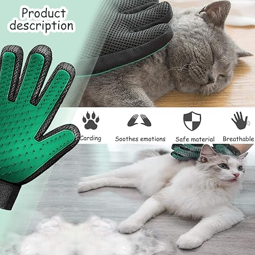 Miniatura 3 de Gentle Deshedding - Manopla de aseo para mascotas, cepillo removedor de pelo eficiente para perros, gatos, caballos con pelo largo y corto (1 par)