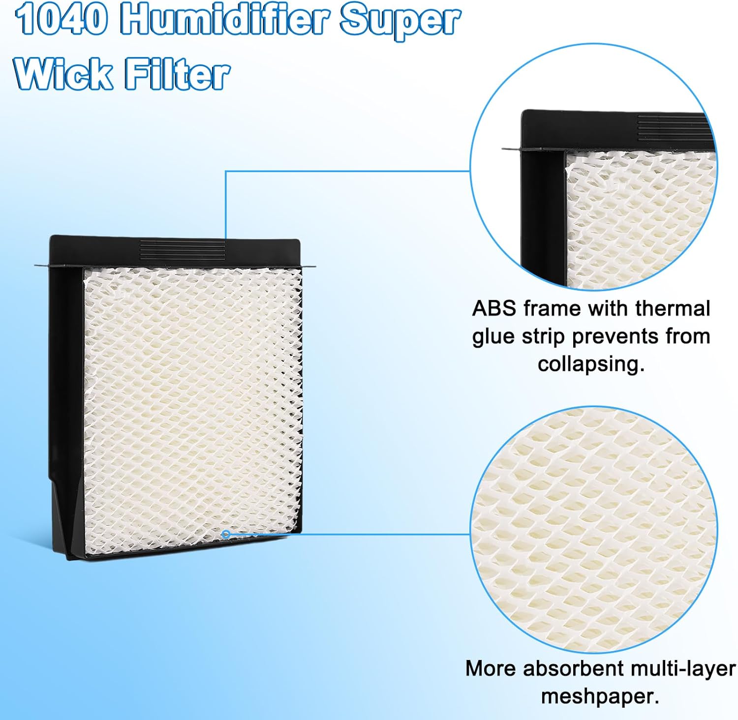 1040 Humidifier Super Wick Filter Compatible with Aircare Essick Bemis MoistAir Humidifier B40 B40-C 3D6-100 5D6-700 7D6-100 D46-720 E27-000 E35-000 CM330 B23-810 MA0300 MA-0500 (4 Pack)