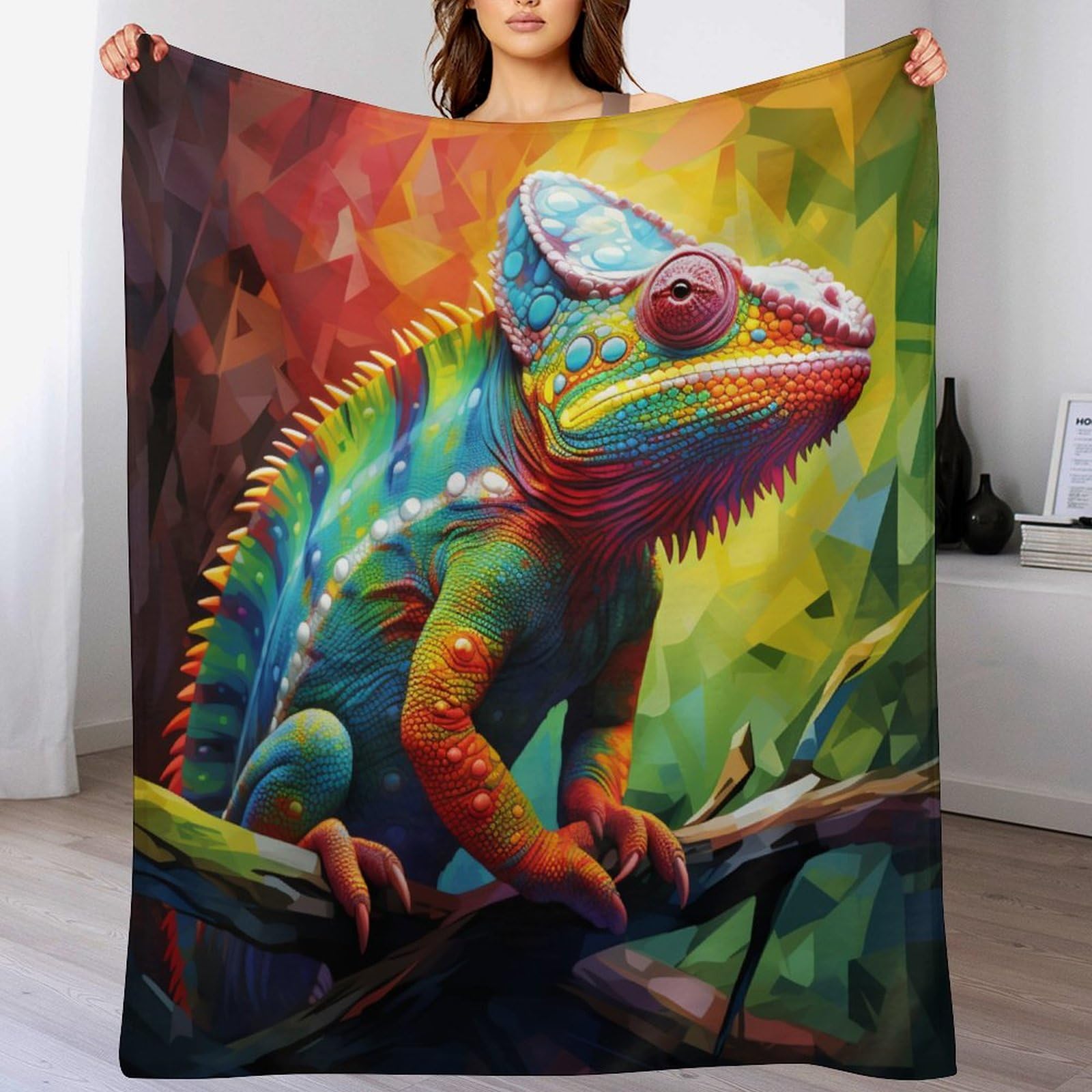 Manta de forro polar acogedora Chameleon manta suave ligera para adultos de 130x150cm