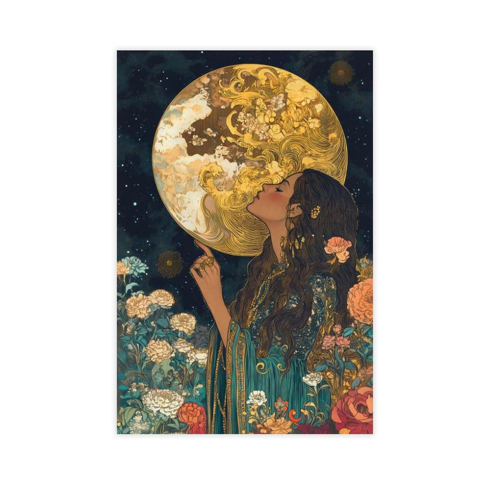 Utgn Moon Goddess Greek Goddess Canvas Poster Bedroom Decor Landscape Decor Gift 08X12inch(20X30cm)