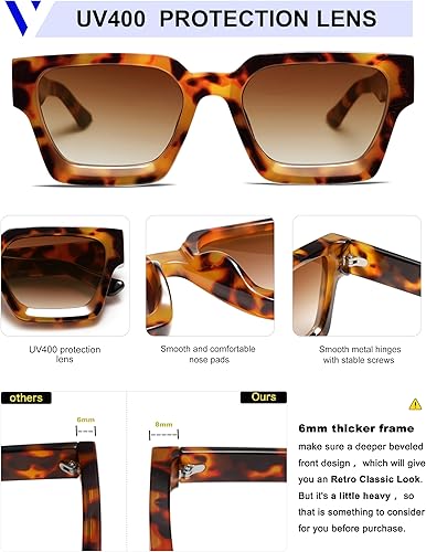 Miniatura 5 de VANLINKER Gafas de sol cuadradas gruesas para hombres y mujeres persianas rectangulares gruesas con protección UV400 VL9731