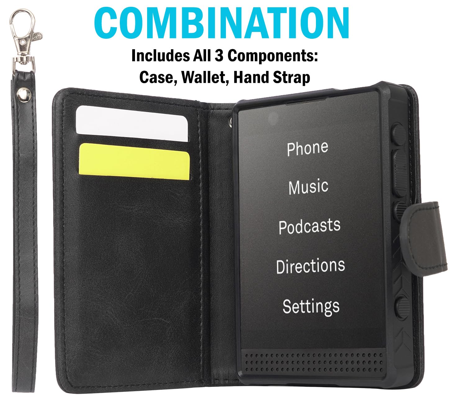 Nakedcellphone Combo de funda y cartera para Light Phone III, funda resistente (compatible con MagSafe) y tarjetero plegable - Naranja