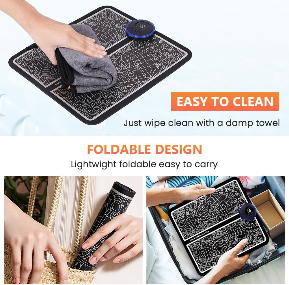 Instructions for cleaning and folding the OSDUE EMS Foot Massager