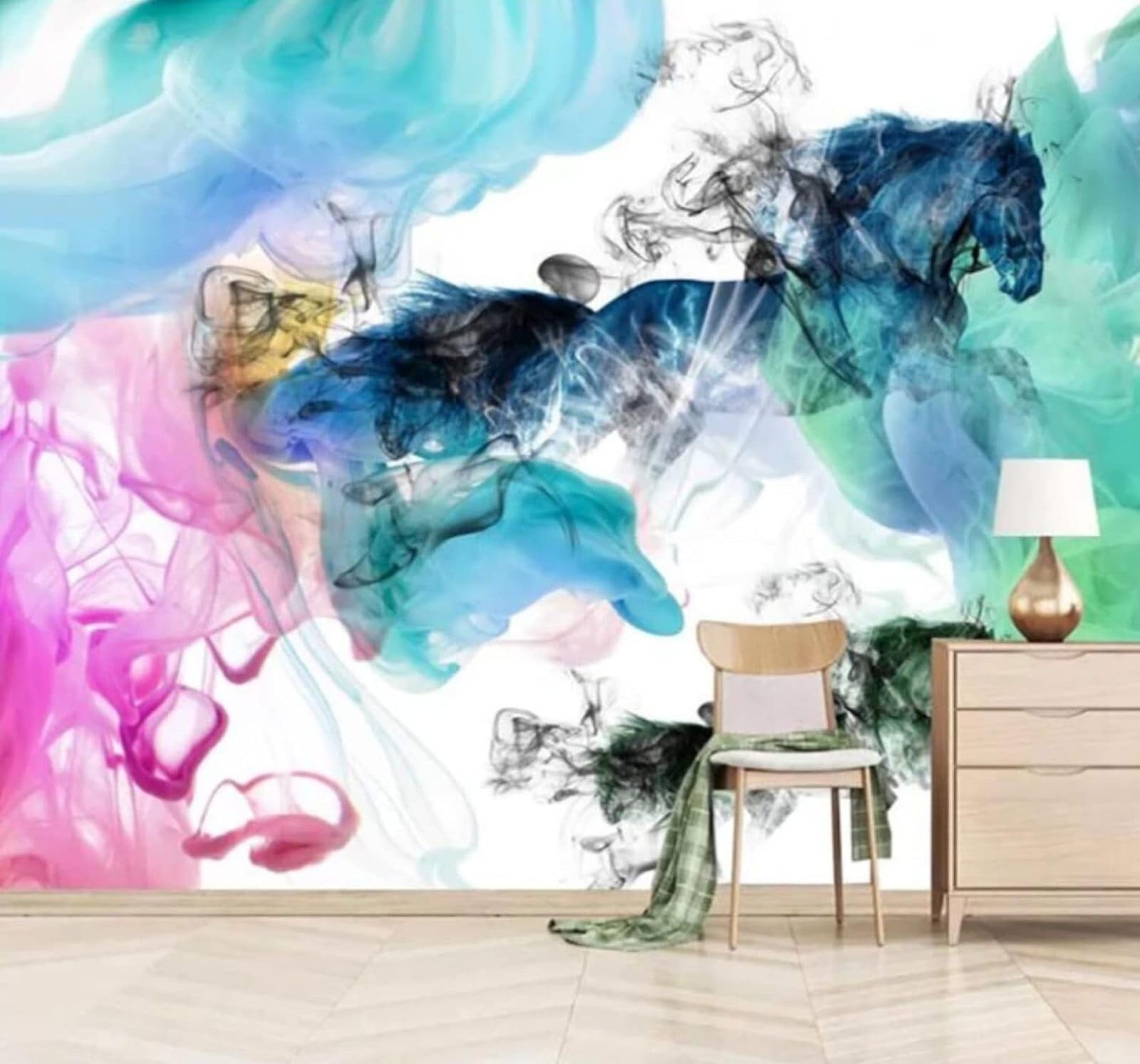XLMING Abstract Art Ink Landscape Horse 3D Wallpaper Luxury Home Dining Decor Paste Sofa Living Room The Wall for Bedroom Mural-300cm×210cm