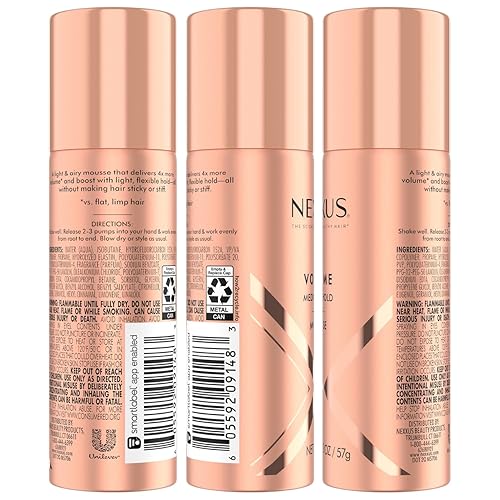 Miniatura 2 de Nexxus Mousse de viaje, volumen de sujeción media, paquete de 4  Escudo antihumedad de 72 horas, control de encrespamiento de 48 horas, fragancia