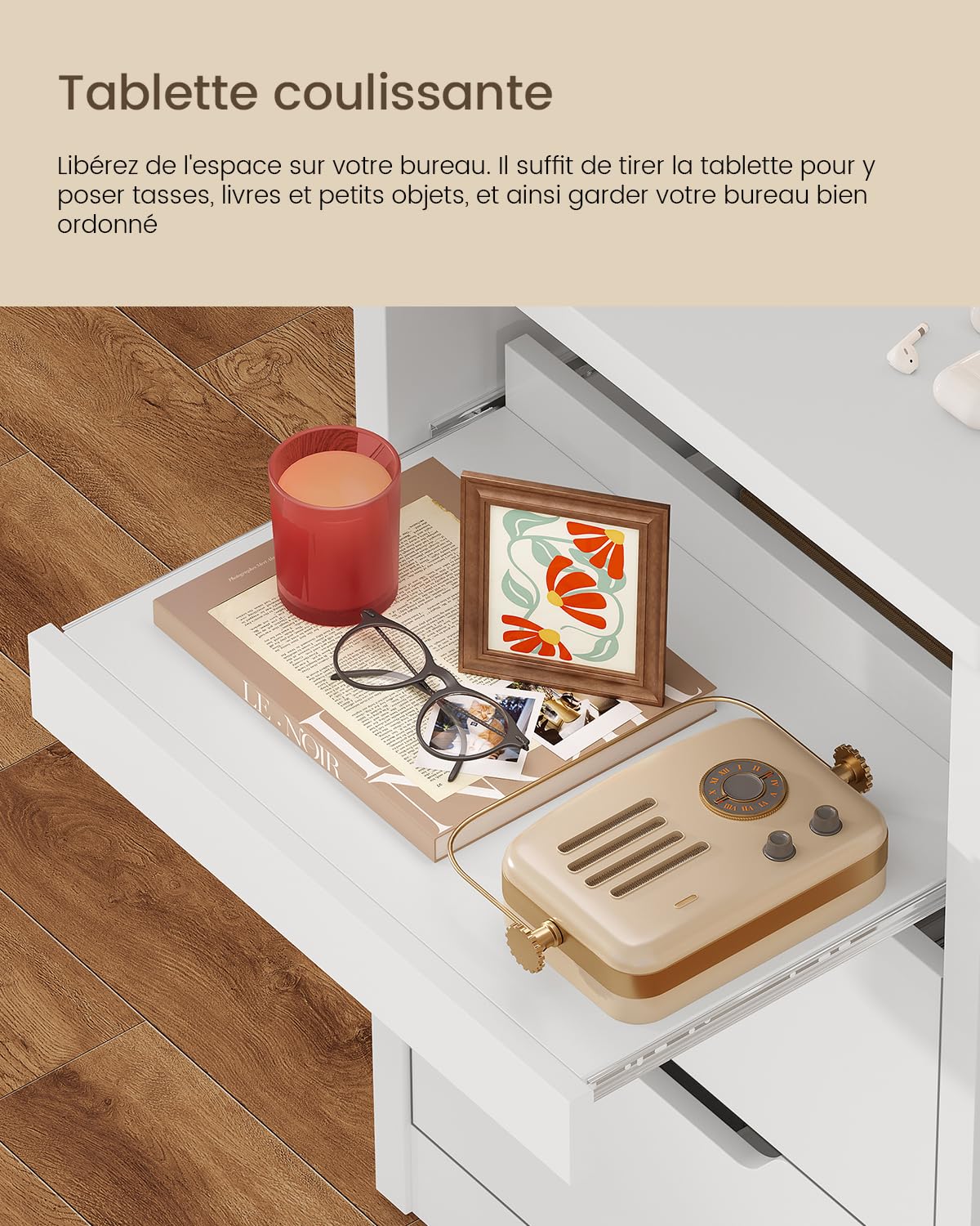 TEENFON Set de 2 Tables de Chevet avec Éclairage LED 3 Couleurs et Charge Rapide USB/Type-C – Chevet de Lit ainsi que Table de Nuit Moderne avec Plateau Coulissant et 2 Tiroirs, pour Chambre et Salon,