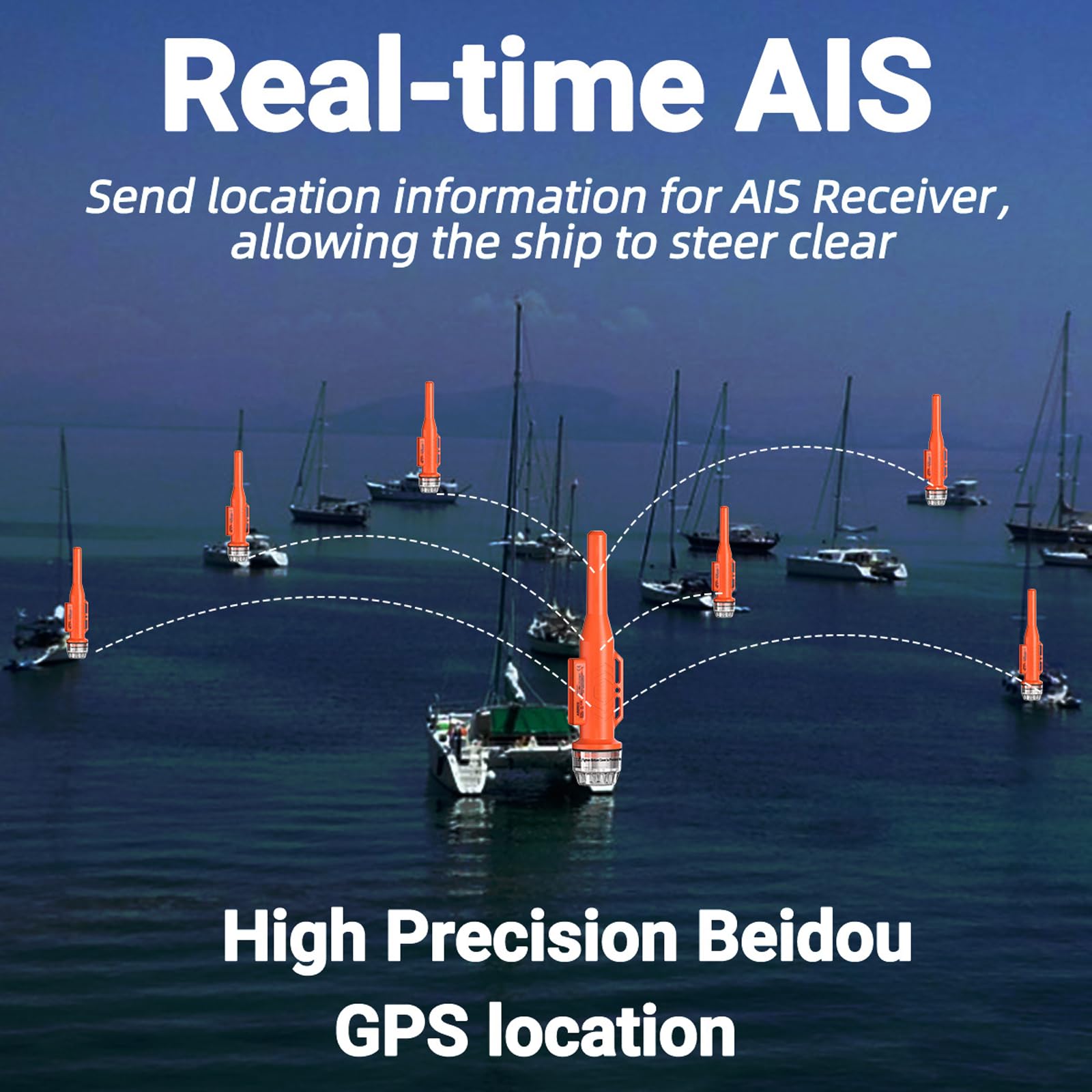 Localizzatore Rete da Pesca, Ecoscandaglio E Localizzatore Ais, Posizionamento GPS 10 n.m, Impermeabile Ipx7, Adatto per Trovare E Proteggere Le Reti da Pesca