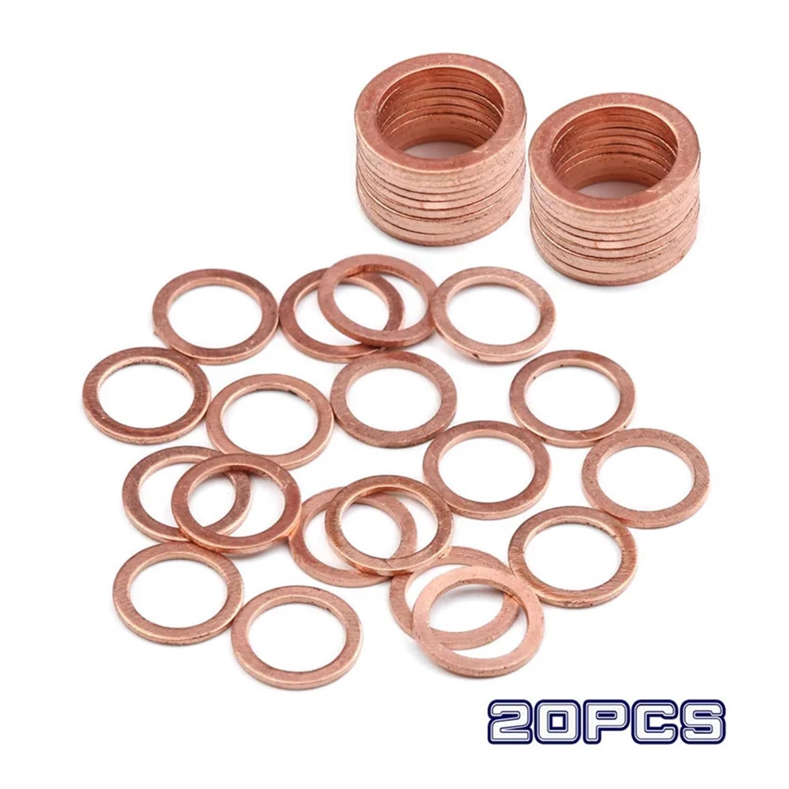 Arandelas de latón Arandelas de cobre 20 piezas Arandela de cobre macizo, cuña de anillo , anillos de junta, arandelas espaciadoras planas, sujetador M5 M6 M8 M10 M12 M14 M16 M18 M20(M16x20x1.5mm)