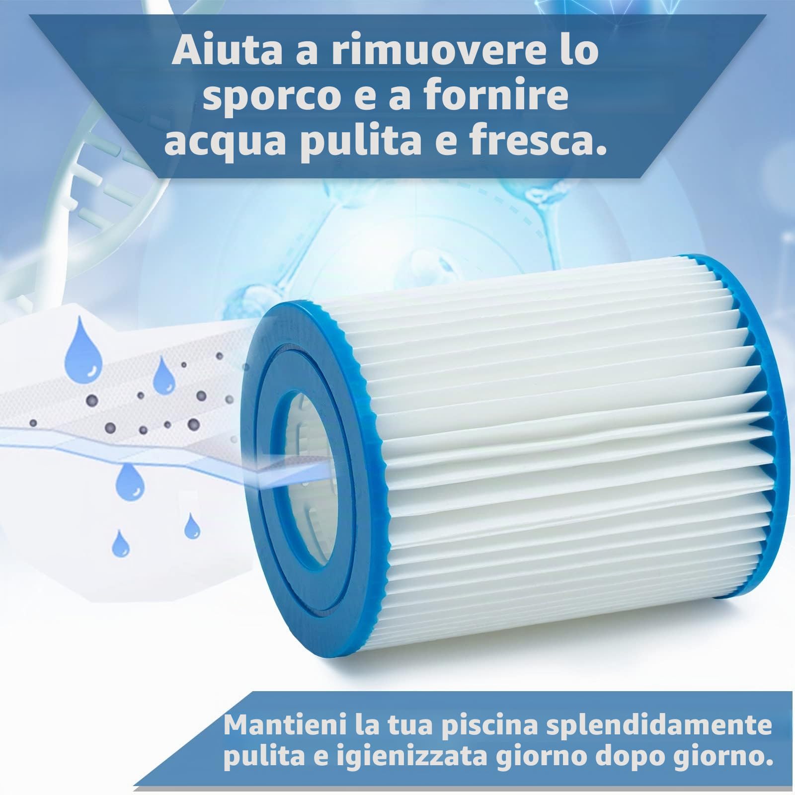 Cartuccia filtrante Tipo II, per Bestway 58094 - Cartuccia filtrante per Filtro della Piscina, Filtro di riserva per Bestway Tipo II, per Bestway 58383 - Cartuccia filtrante Tipo II (8pcs)