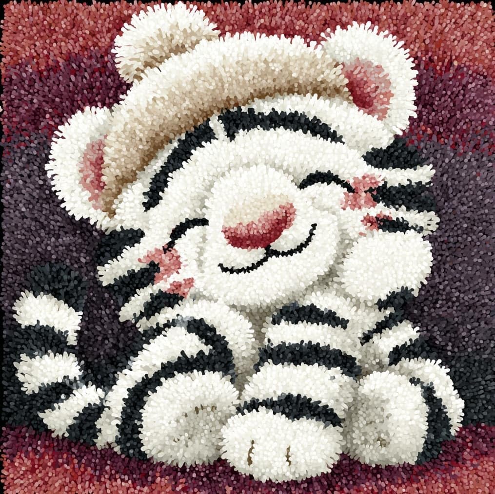 AxiangziK 43x43cm Latch Hook Pillow Craft Kit,White Tiger