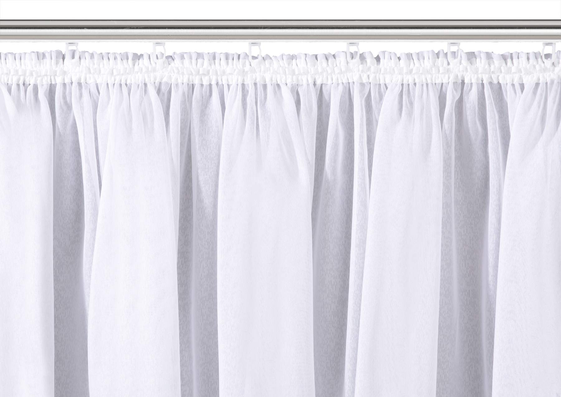 heimtexland ® Store Gardine Kräuselband Macramée Borte Stickerei Ranke Vorhang weiß transparent HxB 143x450 cm C-Bogen Typ482