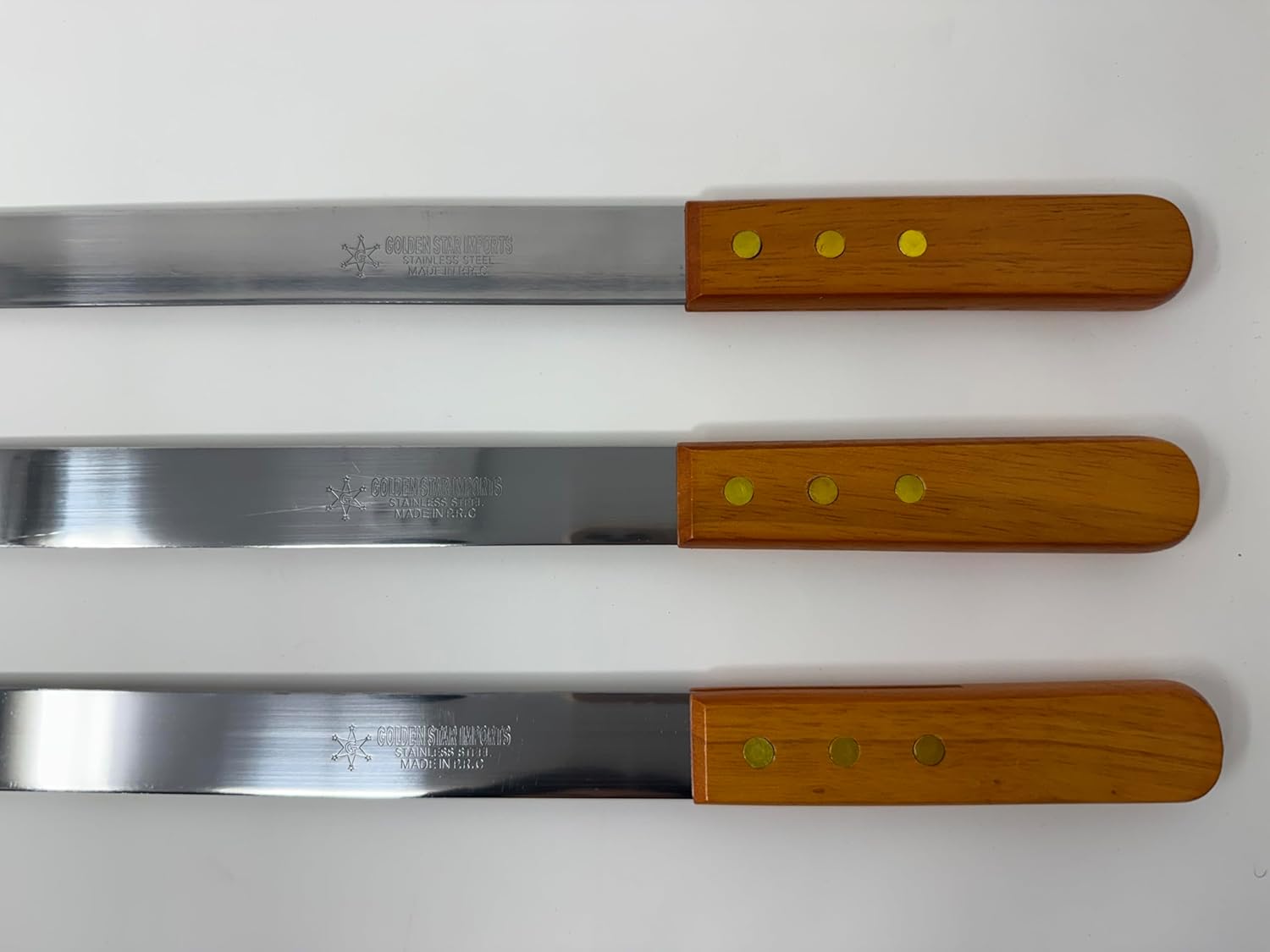 Golden Star BBQ Skewers – Armenian-Style Flat Koobideh Skewers for Ground Meat and Kebab – Heavy Duty Stainless Steel with Wooden Handles