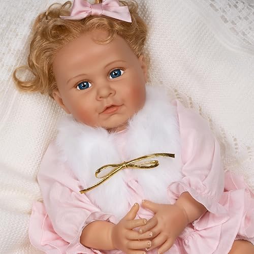 Miniatura 7 de Paradise Galleries Muñeca realista Reborn Baby Karen Scott Sculptor Designer Collection Muñeca de 20 pulgadas con vestido rosa con volantes, regalo