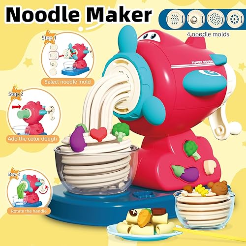 Miniatura 5 de Juego de 77 piezas de masa de juego 4 en 1 para niños de 2 a 4 a 8 años, kit de herramientas de accesorios de masa, helado, máquina de hamburguesas