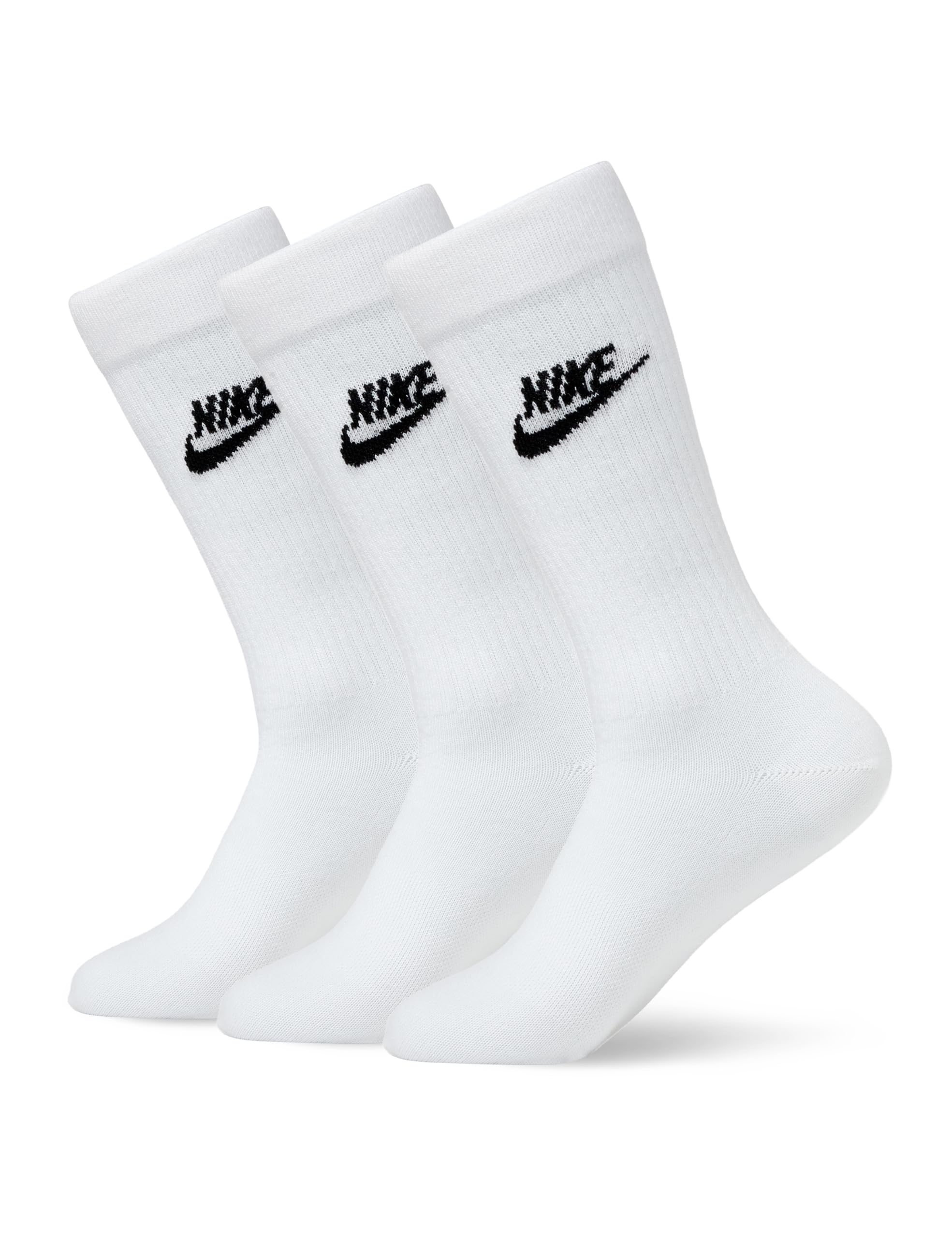 Nike Unisex Sportswear Everyday Essential Medium Length Stockings (3 Pairs) L WHITE/(BLACK)