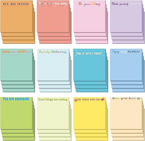 Miniatura 1 de Zonon 48 notas adhesivas inspiradoras de 3 x 3 pulgadas, divertidos bloc de notas motivacionales, regalos positivos para profesores, enfermeras,