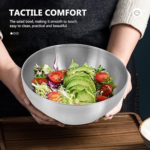 Miniatura 2 de Hemoton 2 cuencos de acero inoxidable para mezclar, cuencos gruesos para servir alimentos para cocinar, hornear, preparar, (plateado, 6 pulgadas)