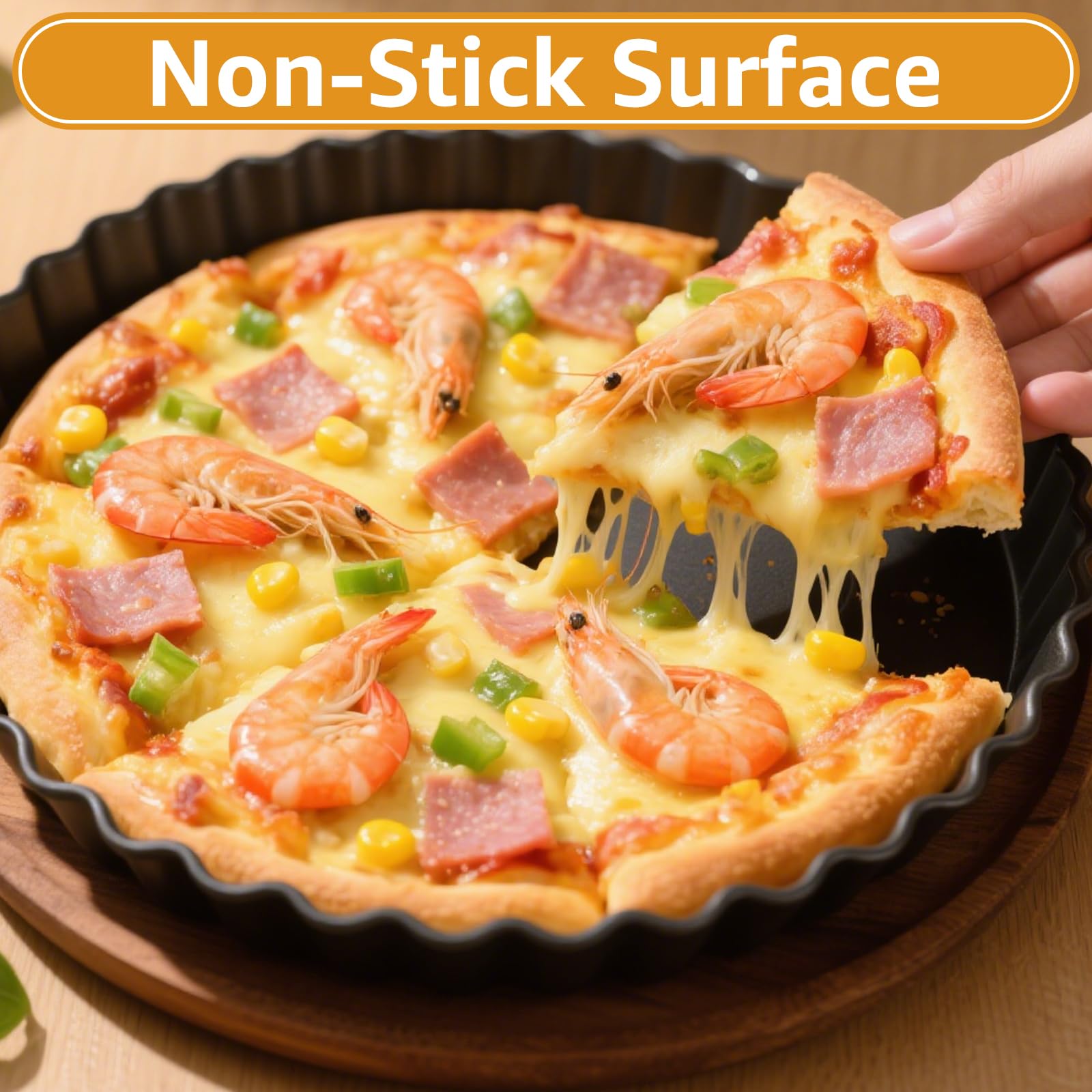 3 Pièces Moule a Tarte avec Fond Amovible, 22/26/30 cm Moule à Tarte Antiadhésif, Moule à Quiche Rond, Plat a Tarte Acier au Carbone Pour la Pâtisserie, le Gateau, la Quiche